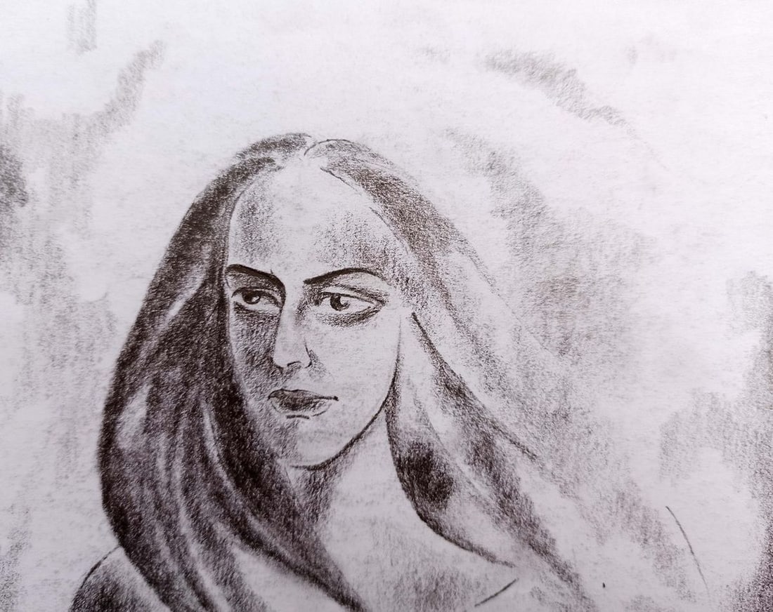 Abstract pencil painting Portrait of a girl Peter Tovpev - 2