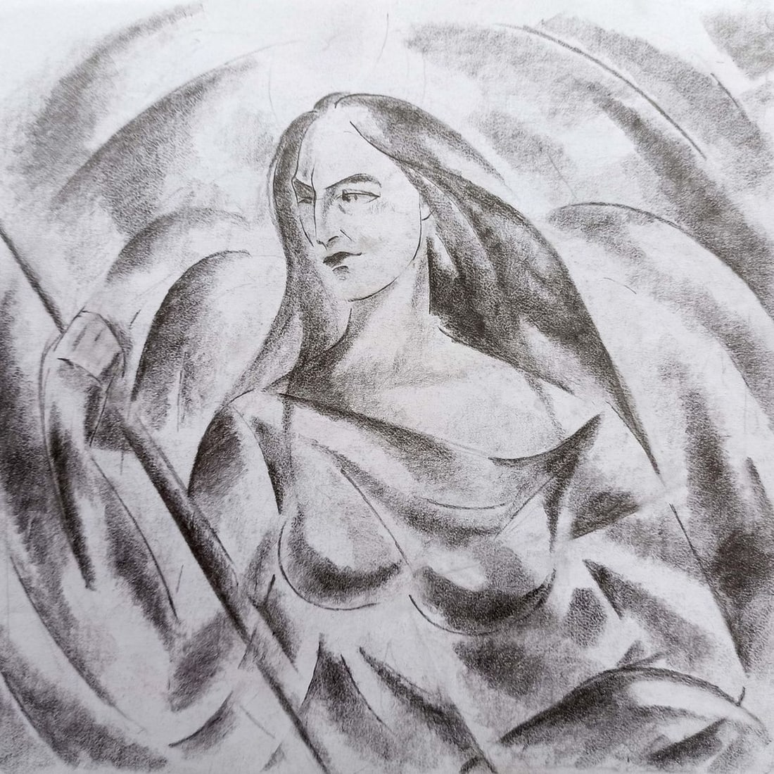 Abstract pencil painting Valkyrie Peter Tovpev (1 of 4)