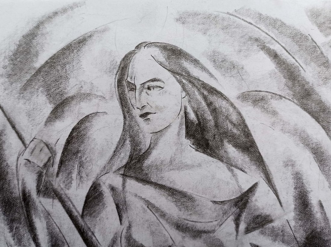 Abstract pencil painting Valkyrie Peter Tovpev - 2