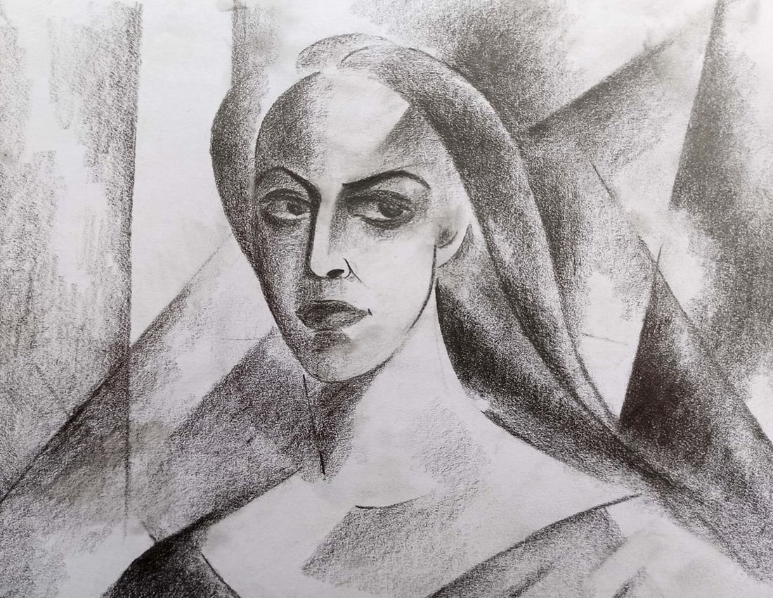 Abstract pencil painting Portrait of a girl Peter Tovpev - 2