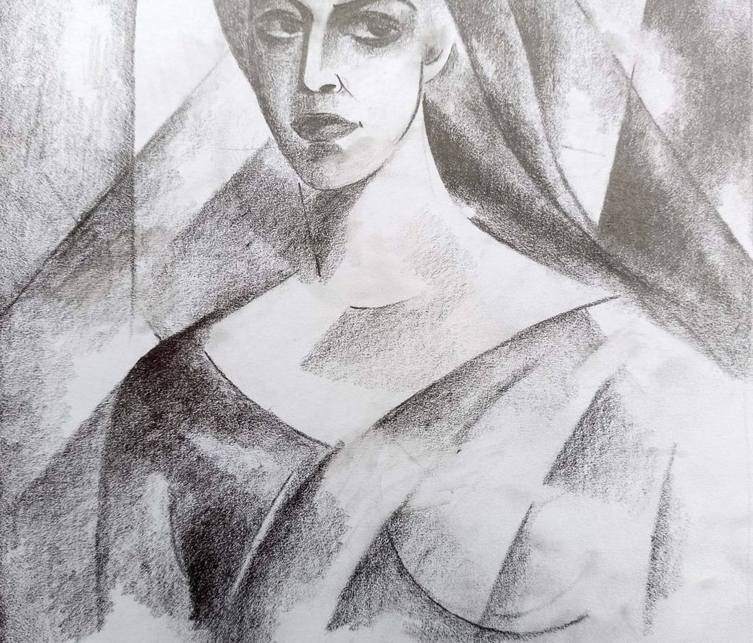 Abstract pencil painting Portrait of a girl Peter Tovpev - 3