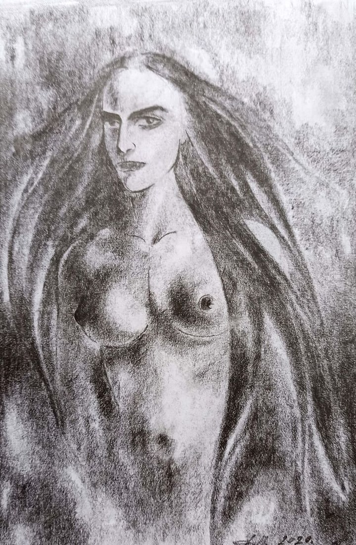 Abstract pencil painting Portrait of a naked girl Peter Tovpev: Title: Abstract pencil painting Portrait of a naked girl Peter Tovpev Description: NoDobr 349 *** ABOUT THIS PAINTING *** * TITLE: "Portrait of a naked girl" * ARTISTS: Peter Tovpev * SIZE: 23x16