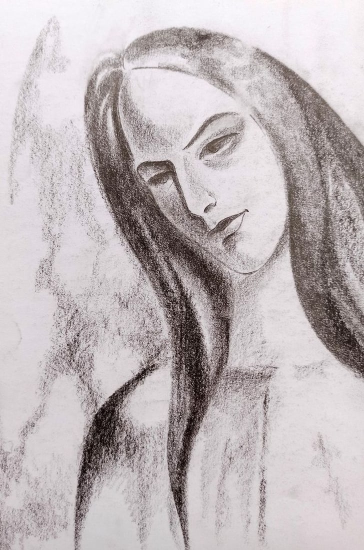 Abstract pencil painting Portrait of a girl Peter Tovpev - 2