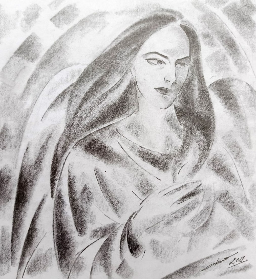 Abstract pencil painting Angel Peter Tovpev: Title: Abstract pencil painting Angel Peter Tovpev Description: NoDobr 351 *** ABOUT THIS PAINTING *** * TITLE: "Angel" * ARTISTS: Peter Tovpev * SIZE: 21x25 cm/'8.26x9.84 inches' * MEDIUM: pencil, pa
