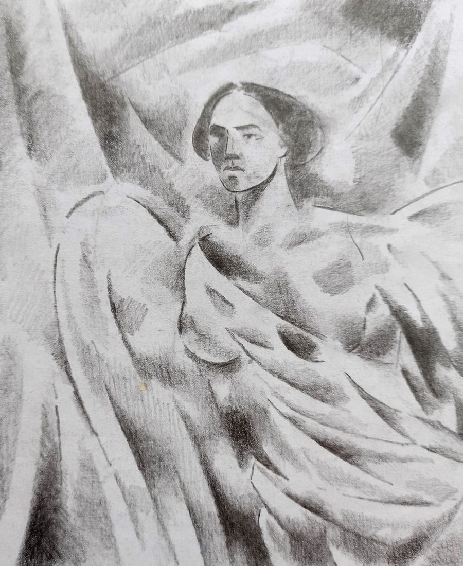 Abstract pencil painting Portrait of an angel Peter Tovpev - 2