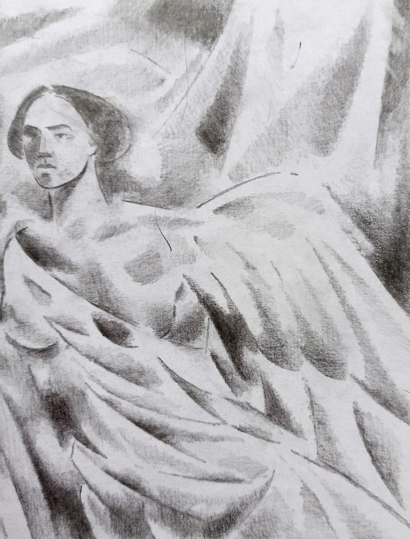 Abstract pencil painting Portrait of an angel Peter Tovpev - 3
