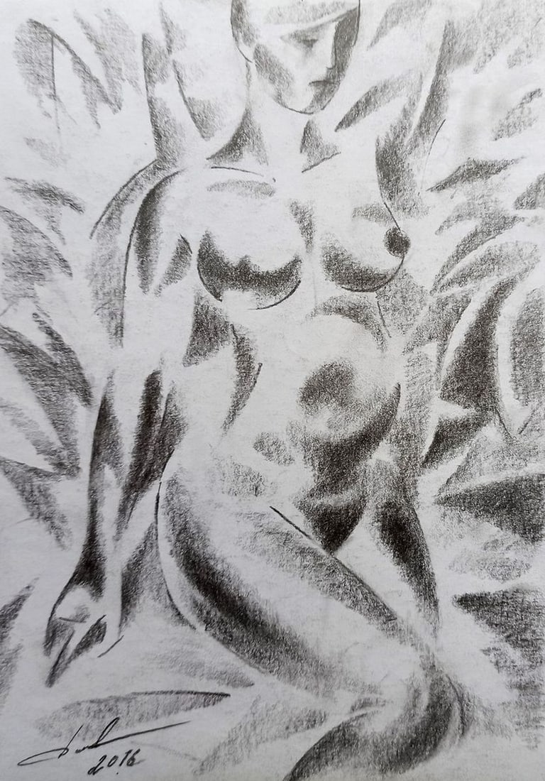 Abstract pencil painting Portrait of a naked girl Peter Tovpev: Title: Abstract pencil painting Portrait of a naked girl Peter Tovpev Description: NoDobr 356 *** ABOUT THIS PAINTING *** * TITLE: "Portrait of a naked girl" * ARTISTS: Peter Tovpev * SIZE: 21x15 cm/'