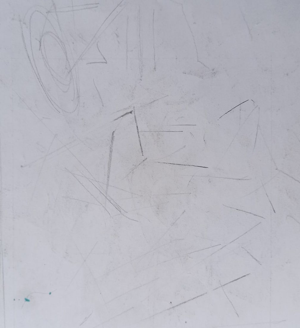 Abstract pencil painting Portrait of naked girls Peter Tovpev - 5
