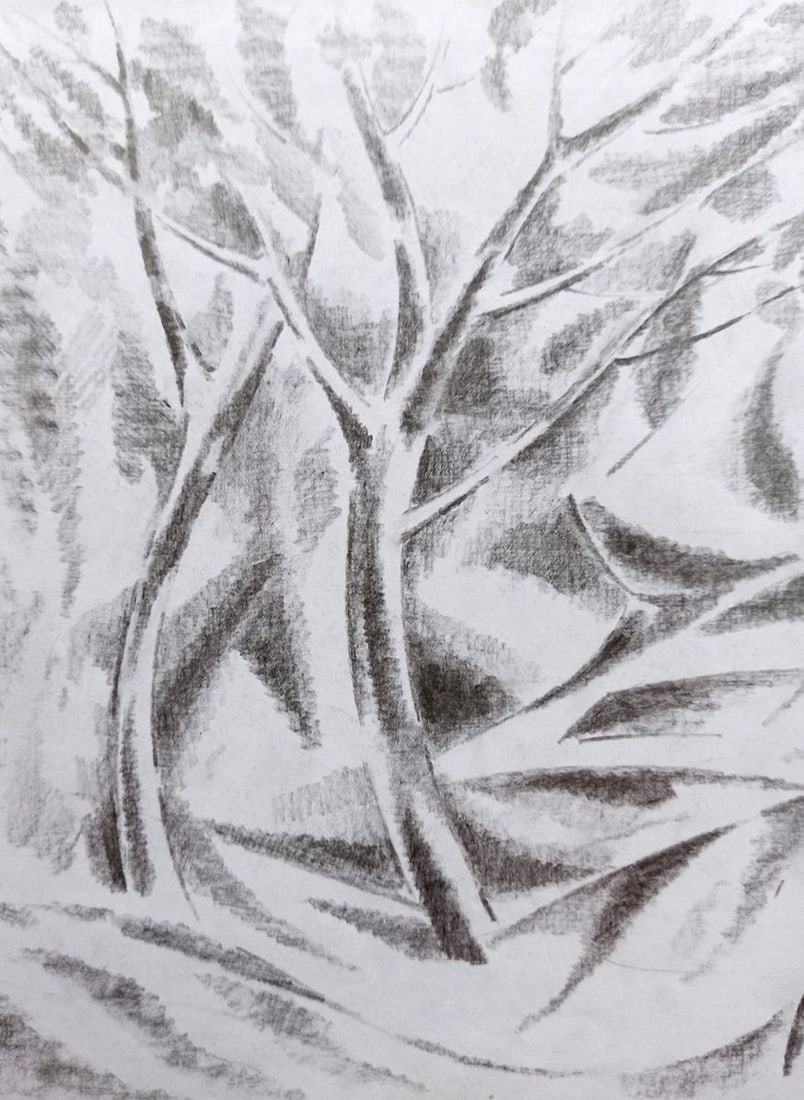 Abstract pencil painting In the woods Peter Tovpev - 2