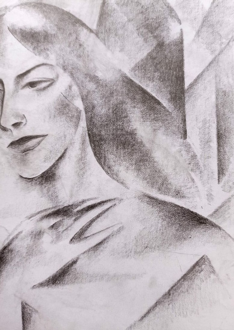 Abstract pencil painting Portrait of a girl Peter Tovpev - 3