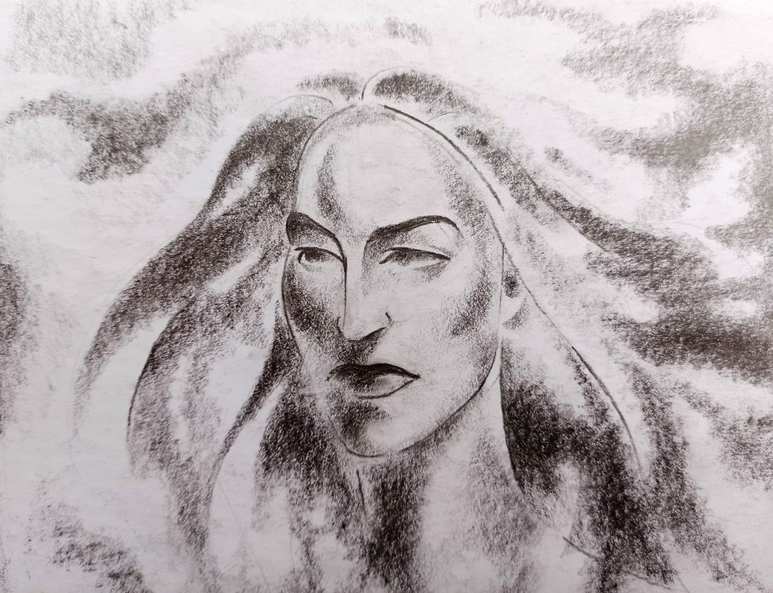 Abstract pencil painting Portrait of a girl Peter Tovpev - 2