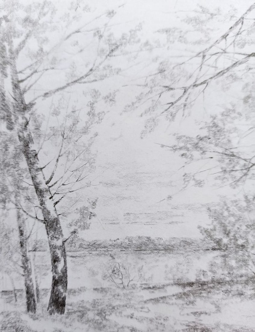 Pencil painting Late fall Peter Tovpev - 2