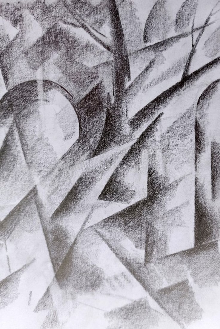 Abstract pencil painting In the woods Peter Tovpev - 2