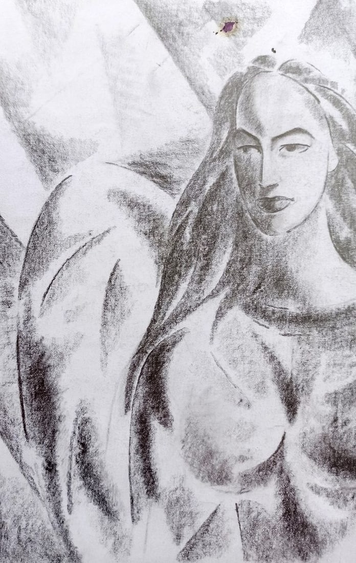 Abstract pencil painting Portrait of a girl Peter Tovpev - 2