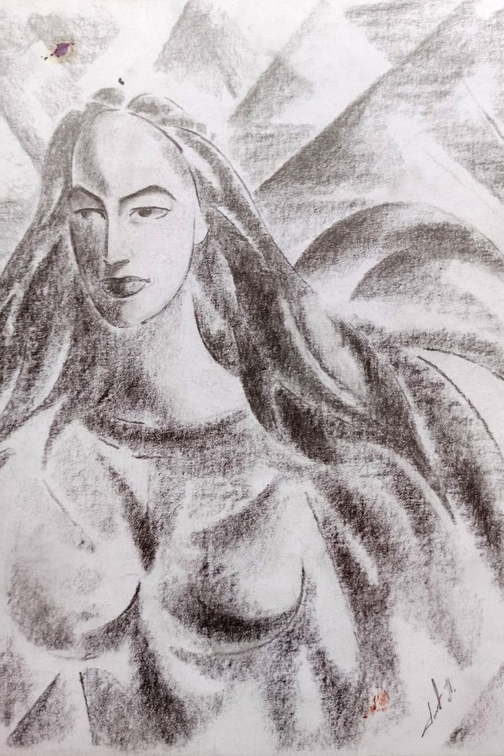 Abstract pencil painting Portrait of a girl Peter Tovpev - 3