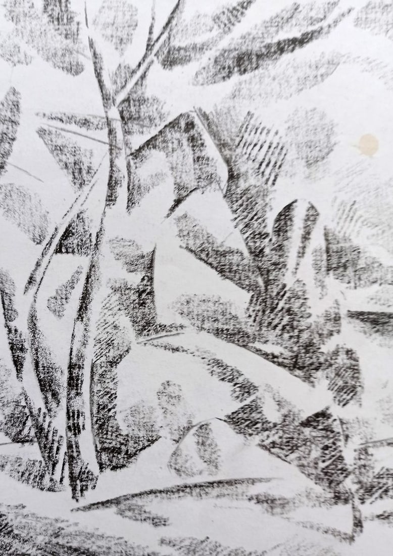 Abstract pencil painting On the shore Peter Tovpev - 2