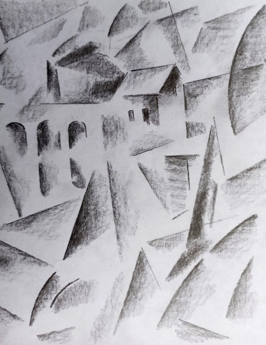 Abstract pencil painting Landscape Peter Tovpev - 2