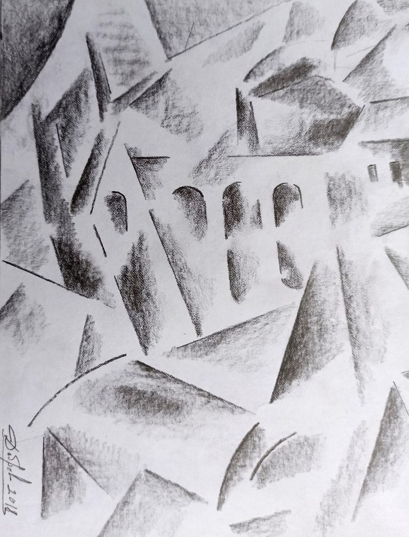Abstract pencil painting Landscape Peter Tovpev - 3