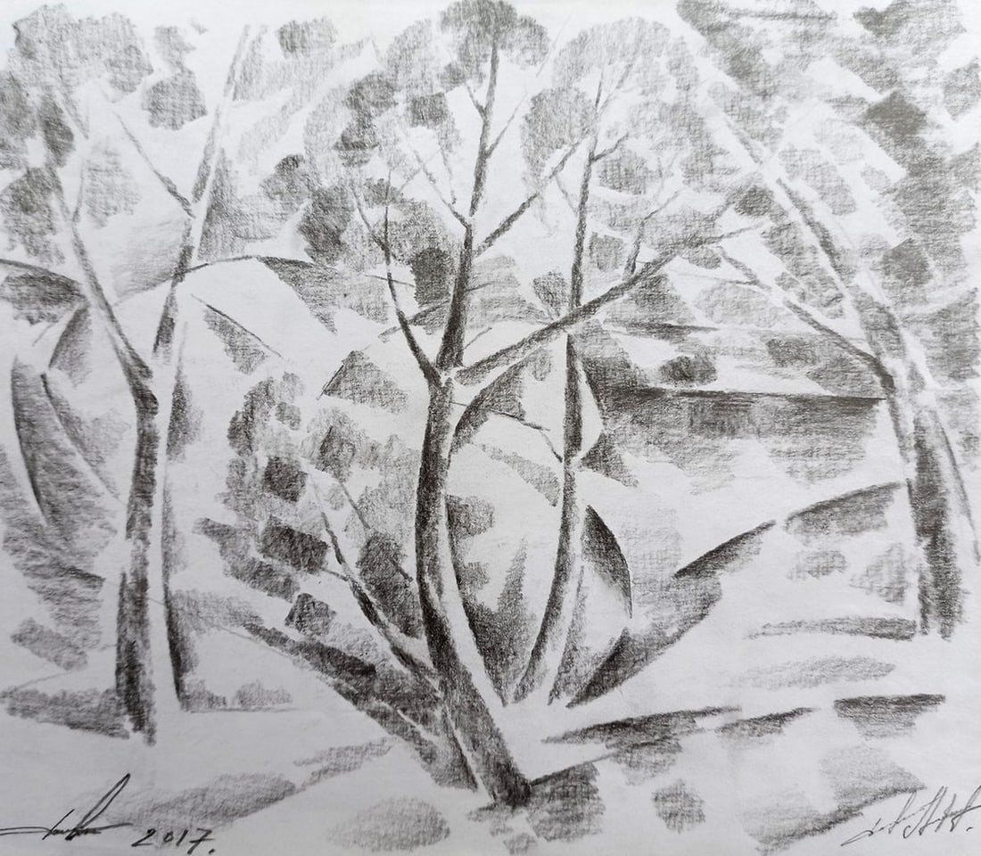 Abstract pencil painting Forest landscape Peter Tovpev (1 of 4)