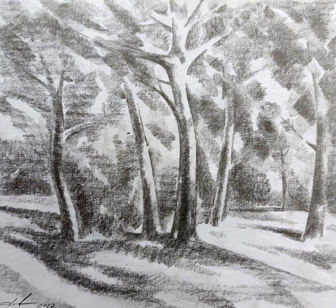 Pencil painting Forest landscape Peter Tovpev: Title: Pencil painting Forest landscape Peter Tovpev Description: NoDobr 381 *** ABOUT THIS PAINTING *** * TITLE: "Forest landscape" * ARTISTS: Peter Tovpev * SIZE: 20x21 cm/'7.87x8.26 inches' *