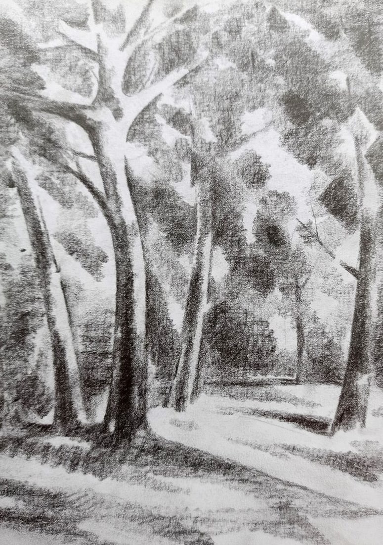 Pencil painting Forest landscape Peter Tovpev - 3