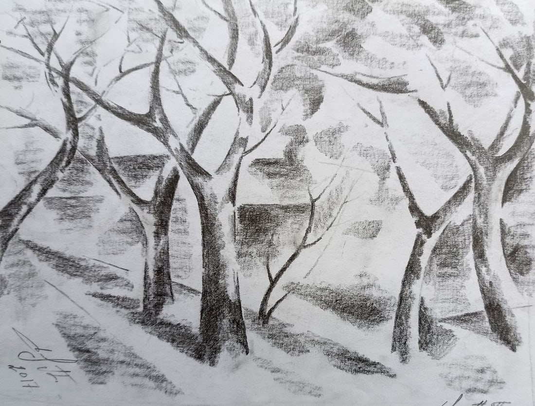 Abstract pencil painting Forest landscape Peter Tovpev (1 of 4)