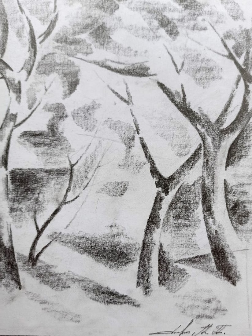 Abstract pencil painting Forest landscape Peter Tovpev - 3