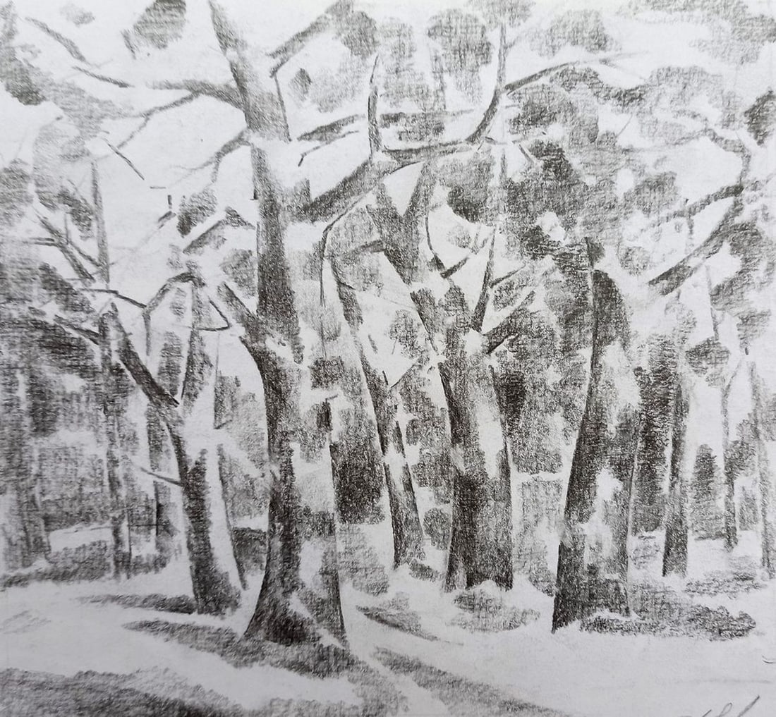 Abstract pencil painting Forest landscape Peter Tovpev (1 of 4)