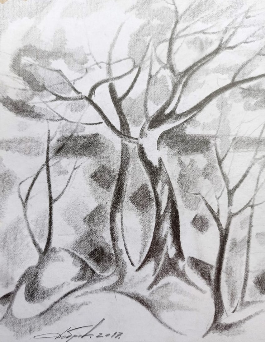 Abstract pencil painting Dnieper Peter Tovpev - 2