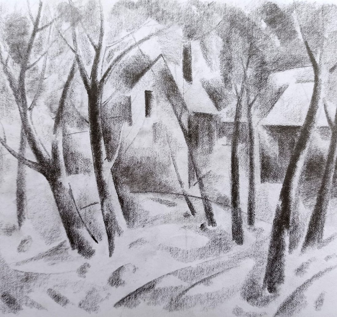 Abstract pencil painting Rural landscape Peter Tovpev: Title: Abstract pencil painting Rural landscape Peter Tovpev Description: NoDobr 387 *** ABOUT THIS PAINTING *** * TITLE: "Rural landscape" * ARTISTS: Peter Tovpev * SIZE: 21x24 cm/'8.26x9.44 inches' 