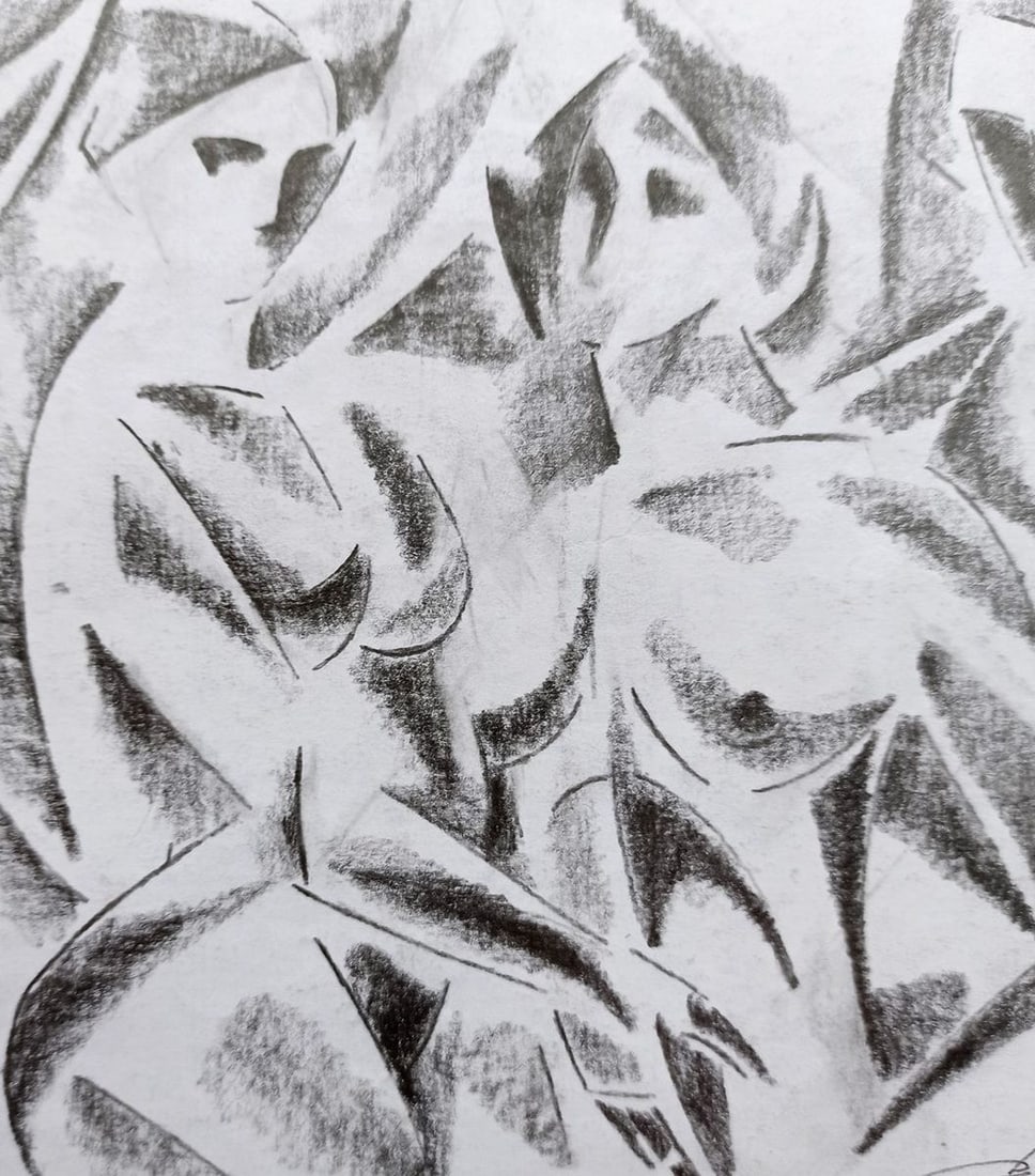 Abstract pencil painting Portrait of girls Peter Tovpev - 2