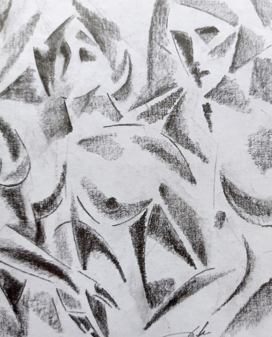 Abstract pencil painting Portrait of girls Peter Tovpev - 3