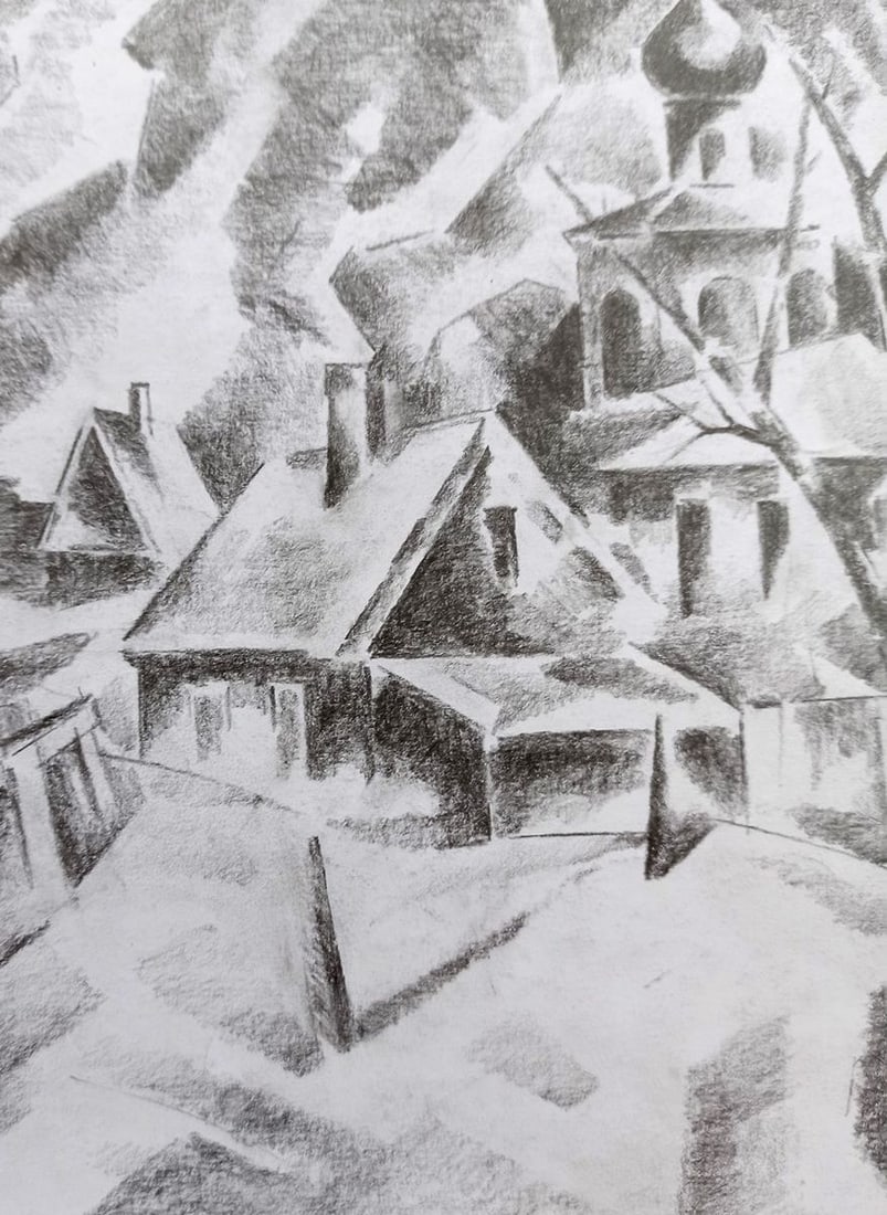 Pencil painting Urban landscape Peter Tovpev - 2