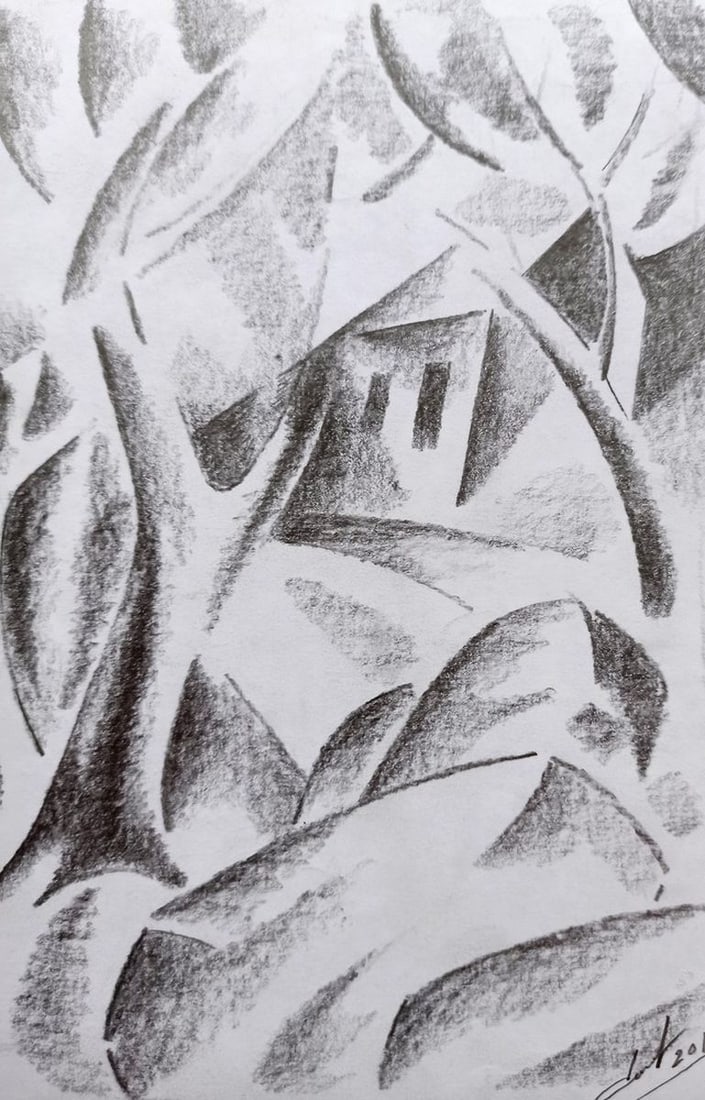 Abstract pencil painting In the country Peter Tovpev - 3