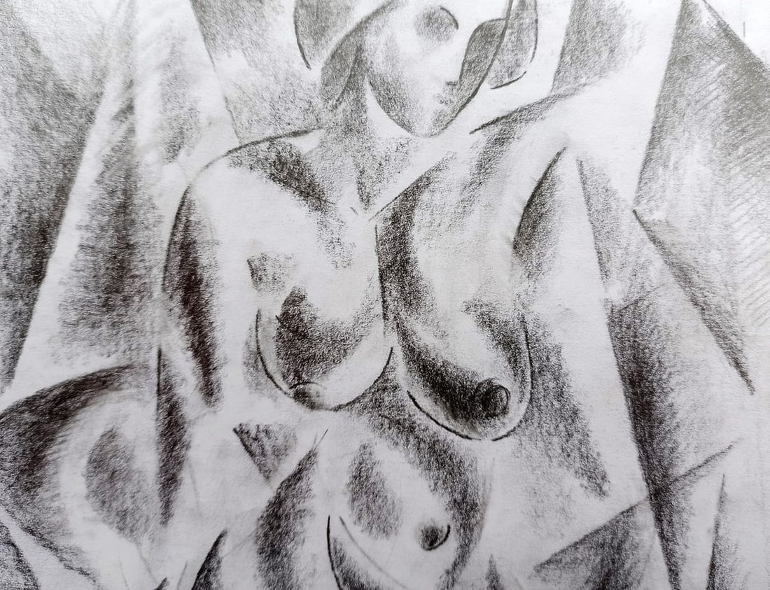 Abstract pencil painting Naked girl Peter Tovpev - 2