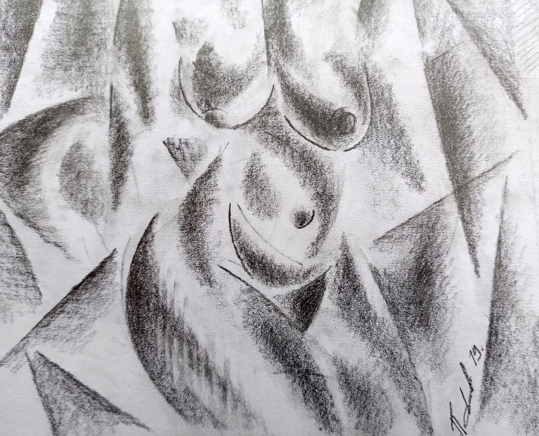 Abstract pencil painting Naked girl Peter Tovpev - 3