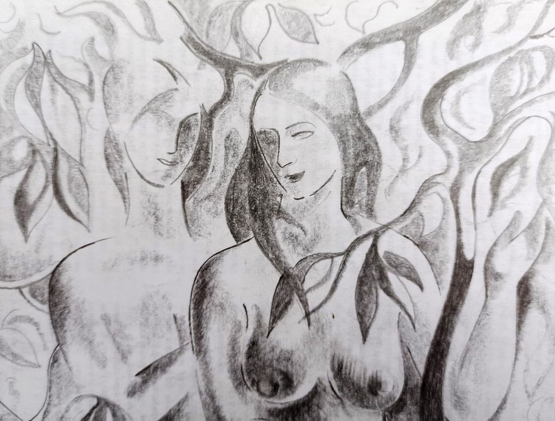 Abstract pencil painting Naked girls Peter Tovpev - 2
