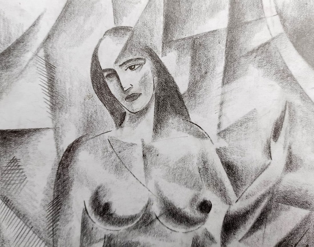 Abstract pencil painting Naked girl Peter Tovpev - 2