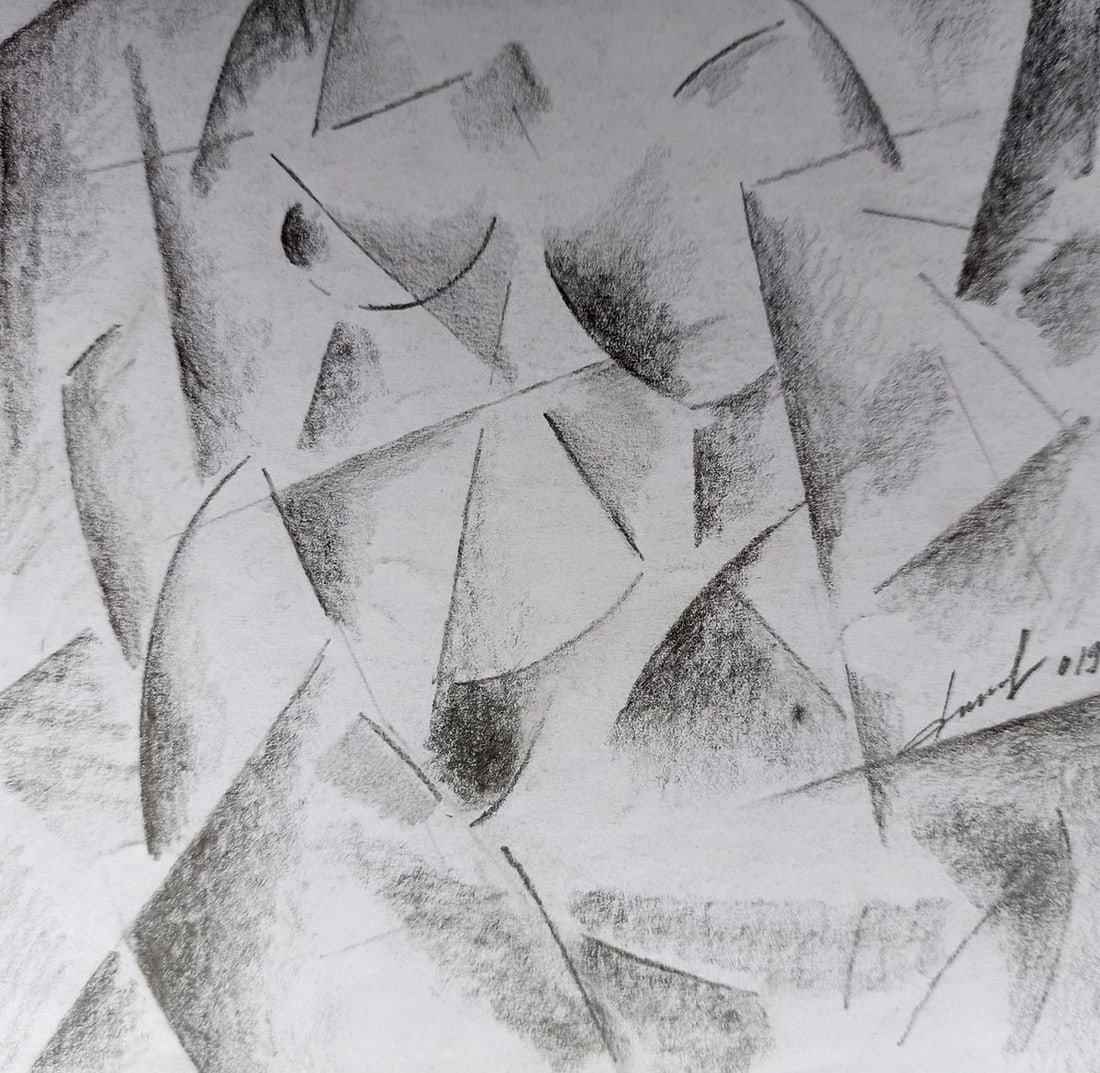 Abstract pencil painting Naked girl Peter Tovpev - 2