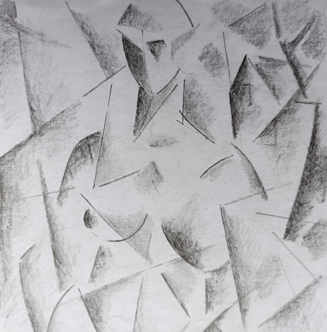 Abstract pencil painting Naked girl Peter Tovpev - 3