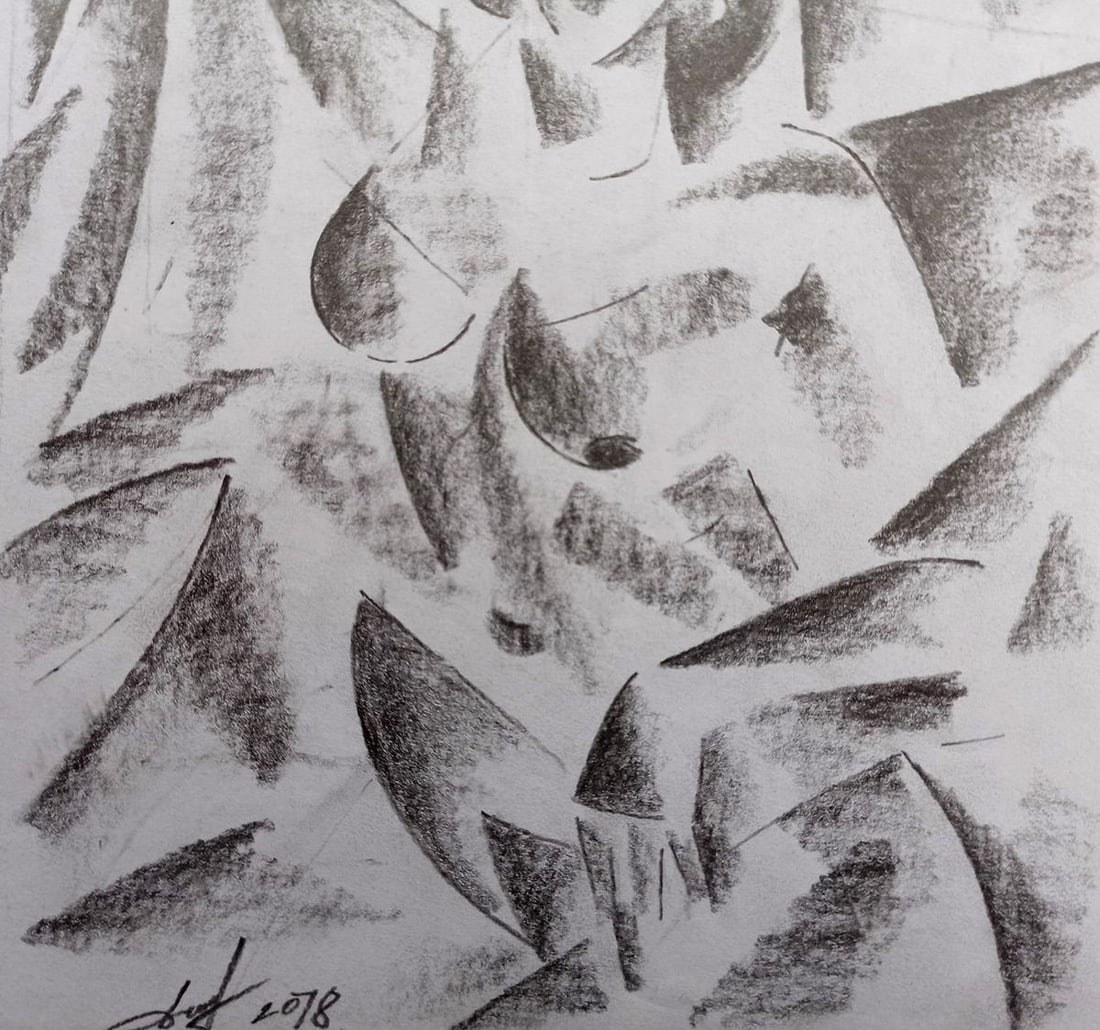 Abstract pencil painting Naked girl Peter Tovpev - 3