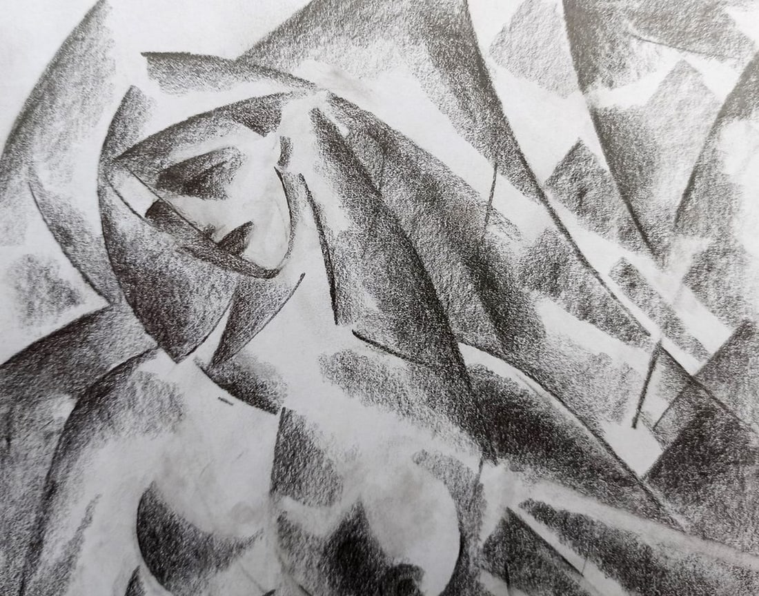 Abstract pencil painting Naked girl Peter Tovpev - 2