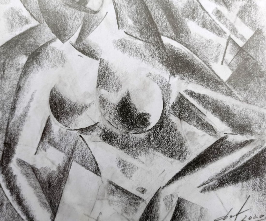 Abstract pencil painting Naked girl Peter Tovpev - 3