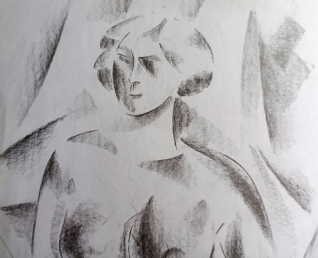 Abstract pencil painting Naked girl Peter Tovpev - 2