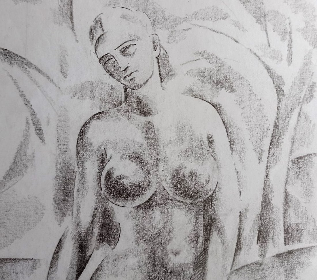 Abstract pencil painting Naked girl Peter Tovpev - 2