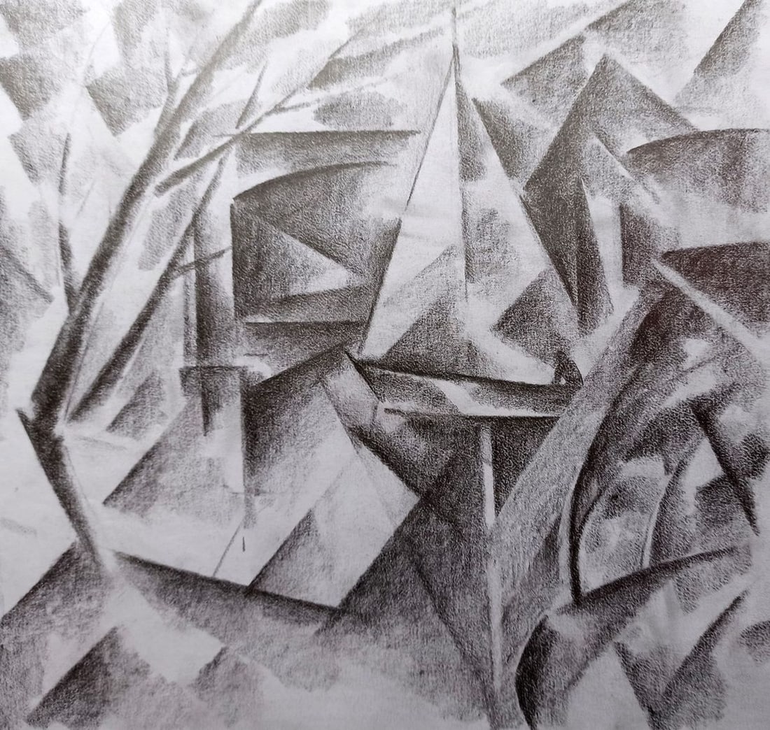 Abstract pencil painting River landscape Peter Tovpev (1 of 4)