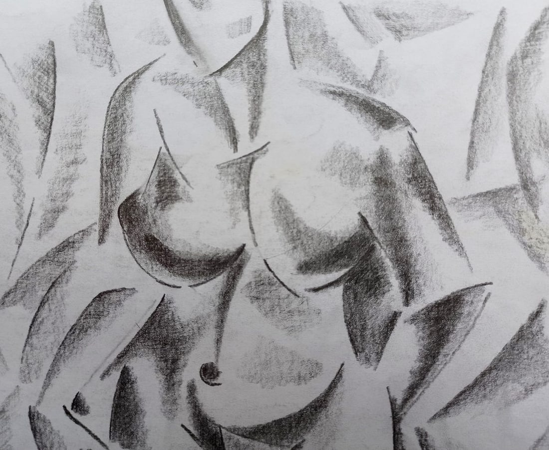 Abstract pencil painting Naked girl Peter Tovpev - 2