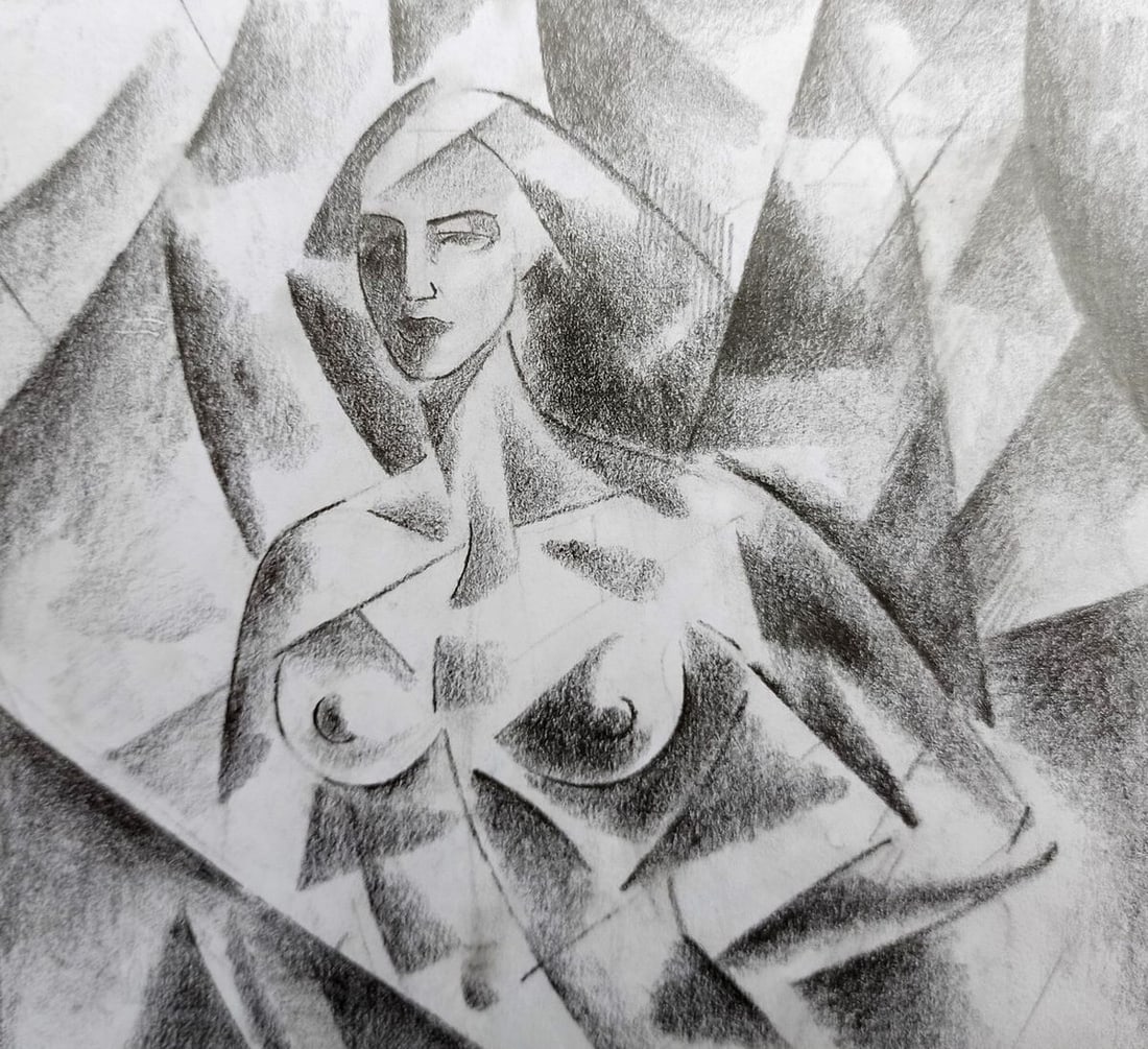 Abstract pencil painting Naked girl Peter Tovpev - 2