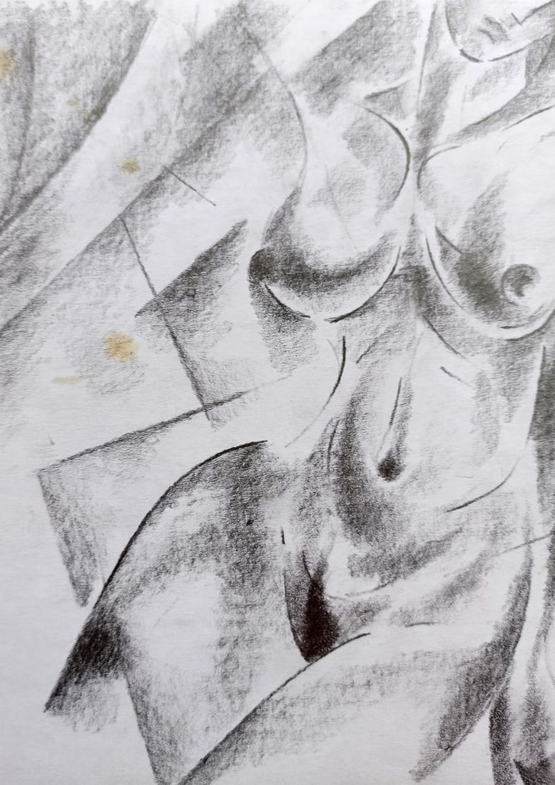 Abstract pencil painting Naked girl Peter Tovpev - 2