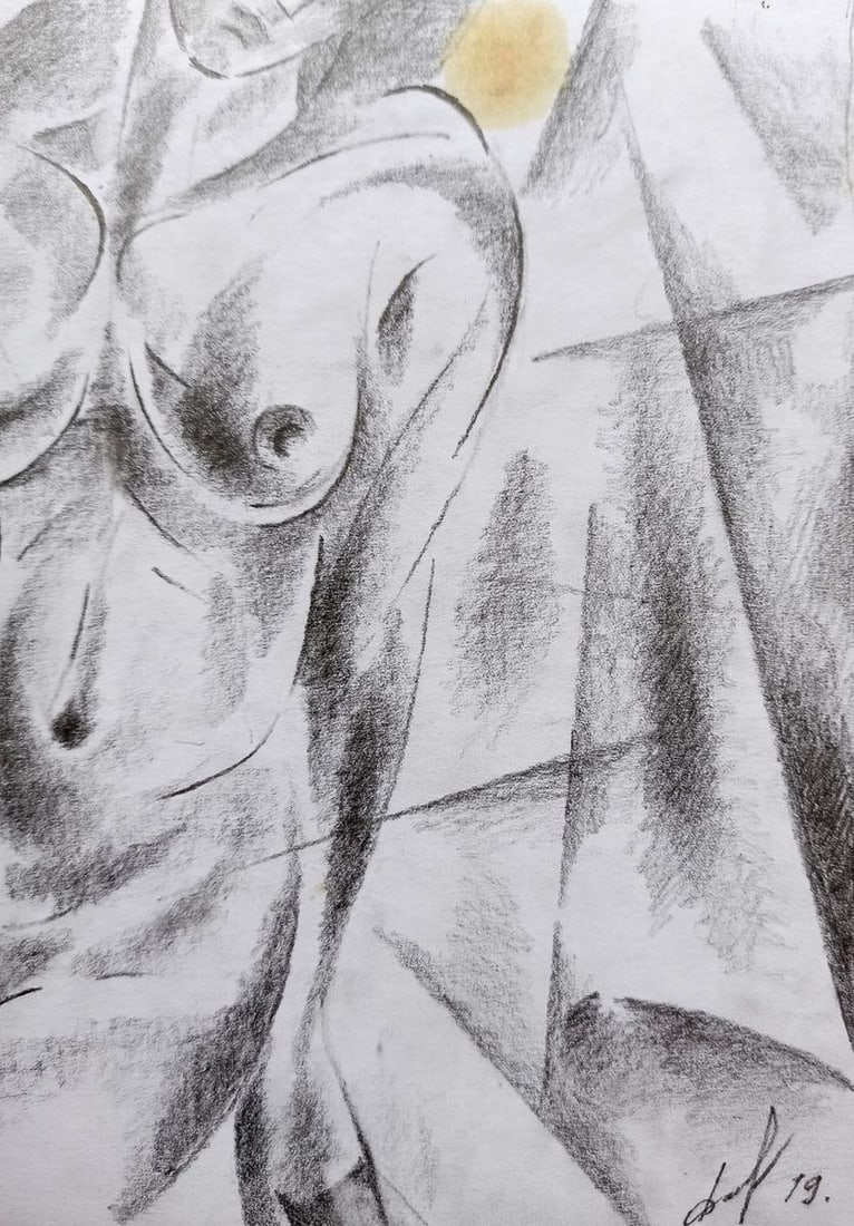 Abstract pencil painting Naked girl Peter Tovpev - 3